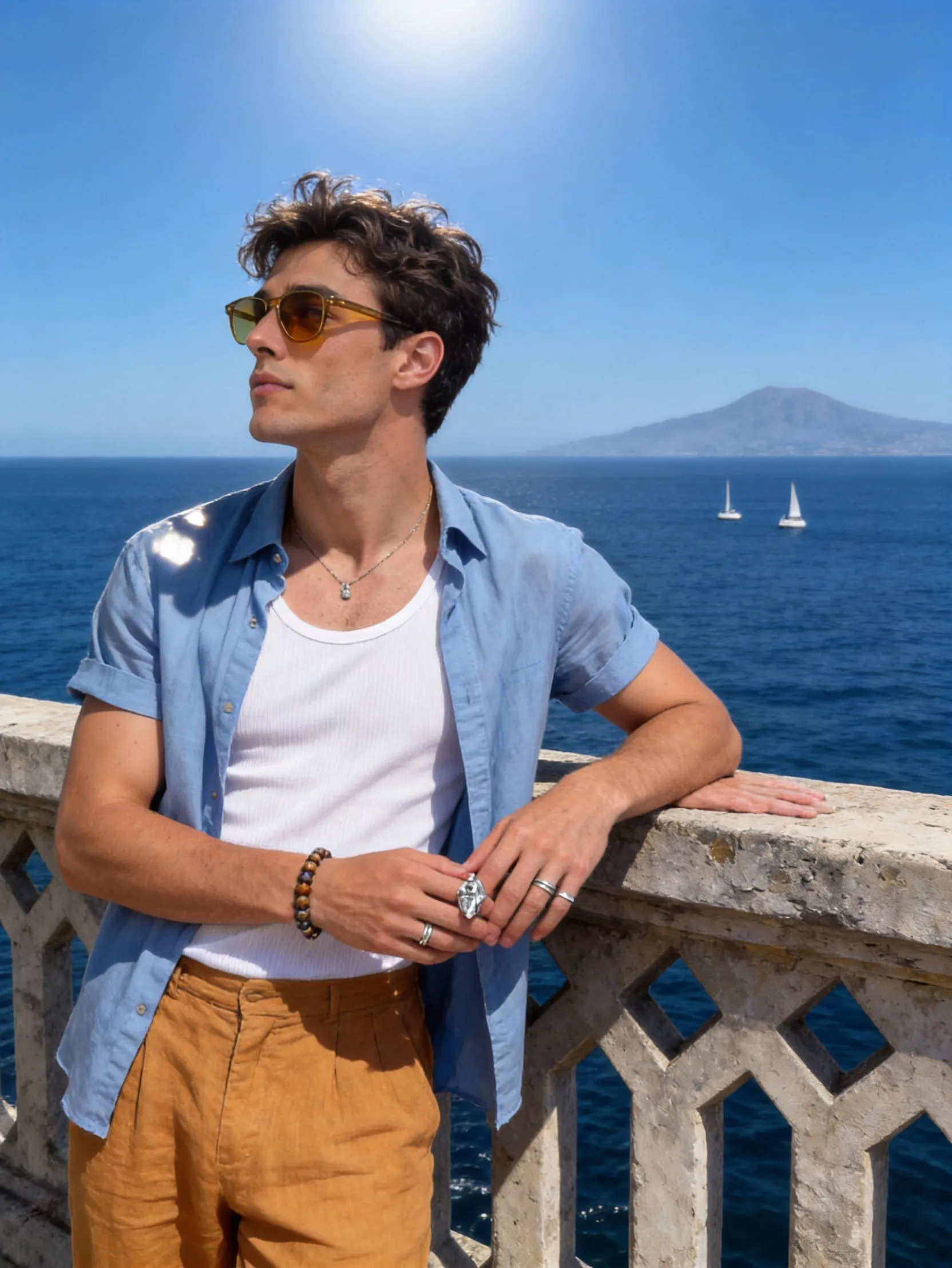golden Mediterranean summer lifestyle  AI Photo