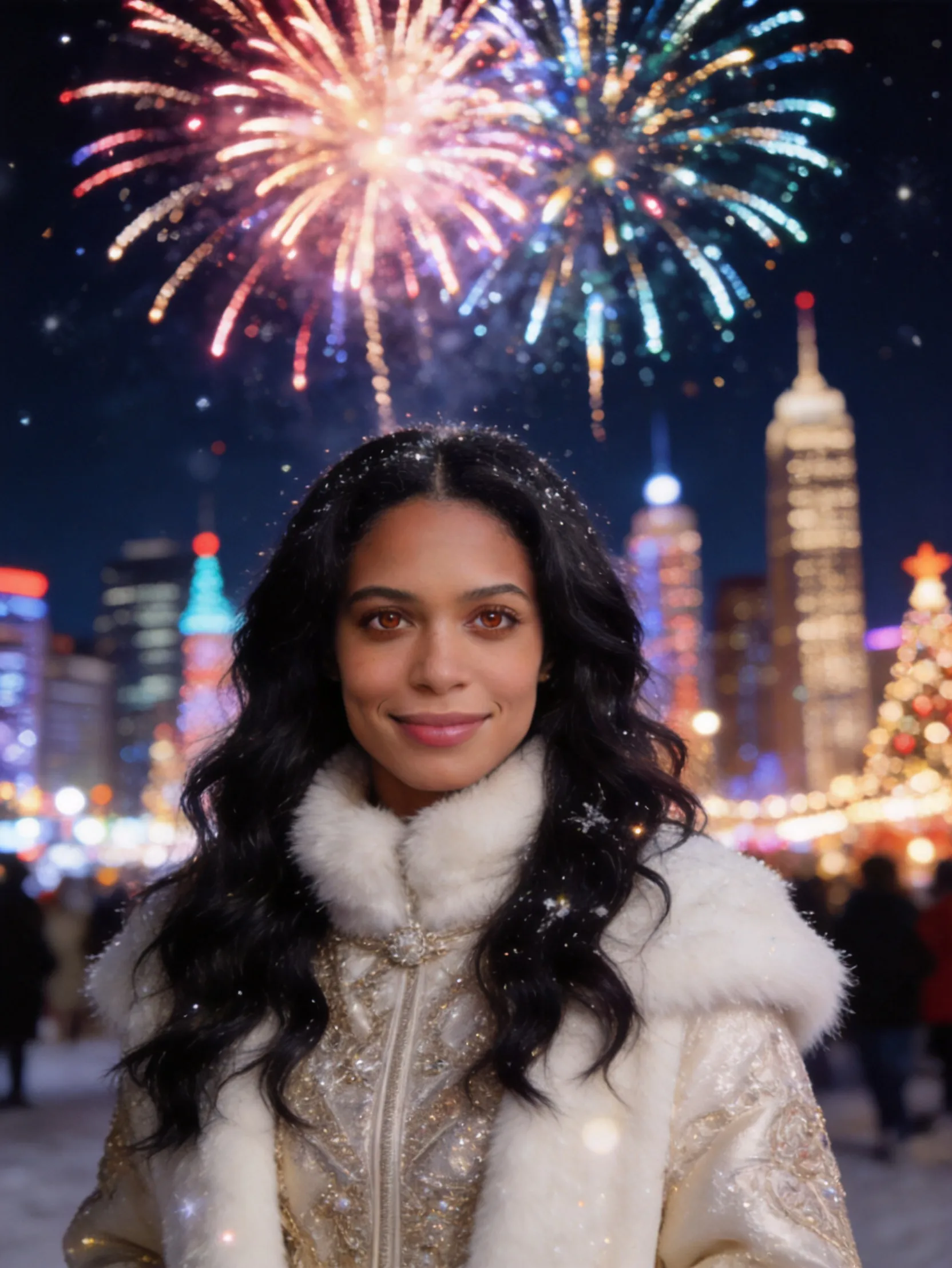 Fireworks New Year Portrait AI Photo