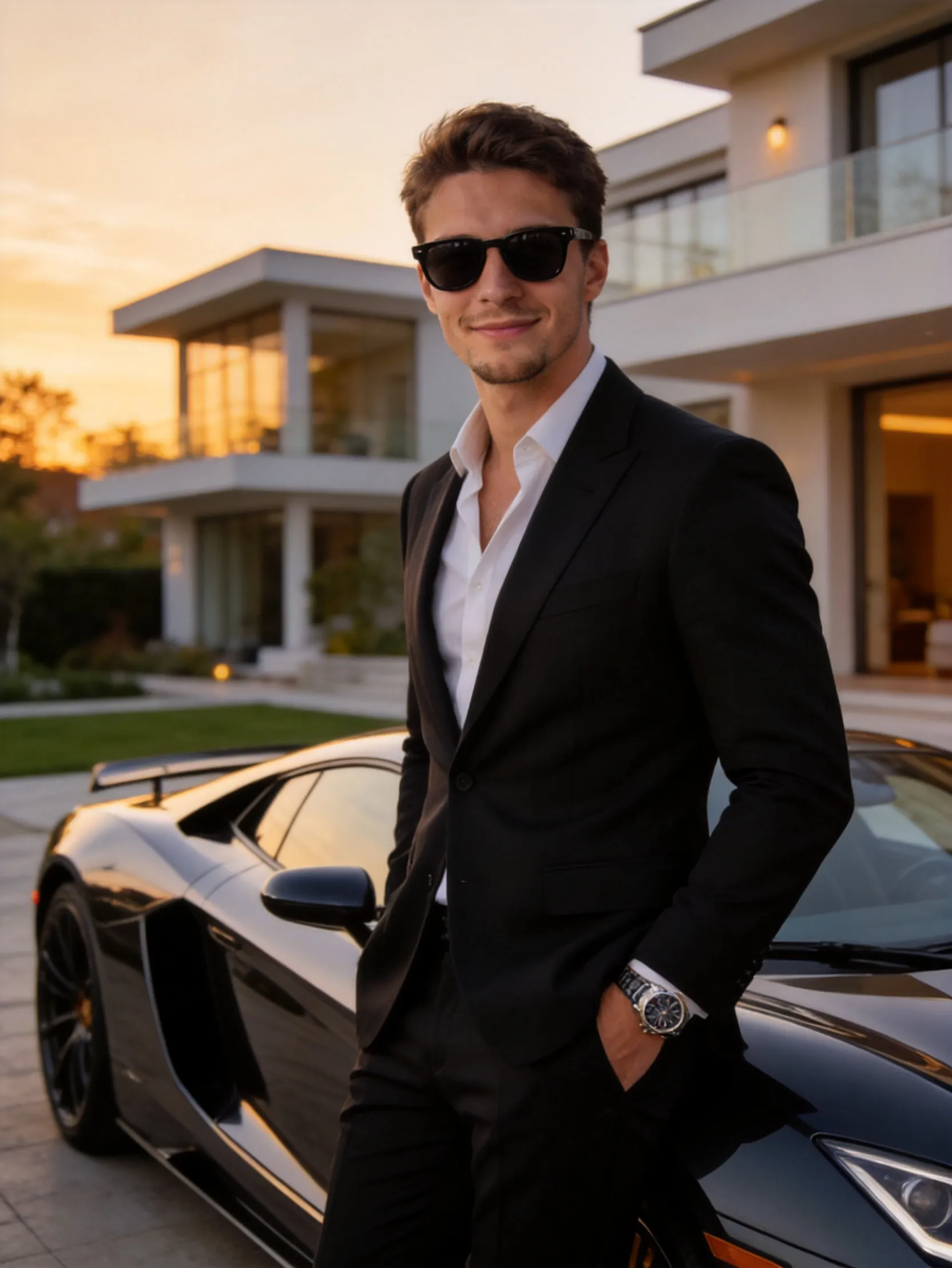 A premium luxury lifestyle portrait for CEOs, founders, entrepreneurs, investors, and high-end perso AI Photo