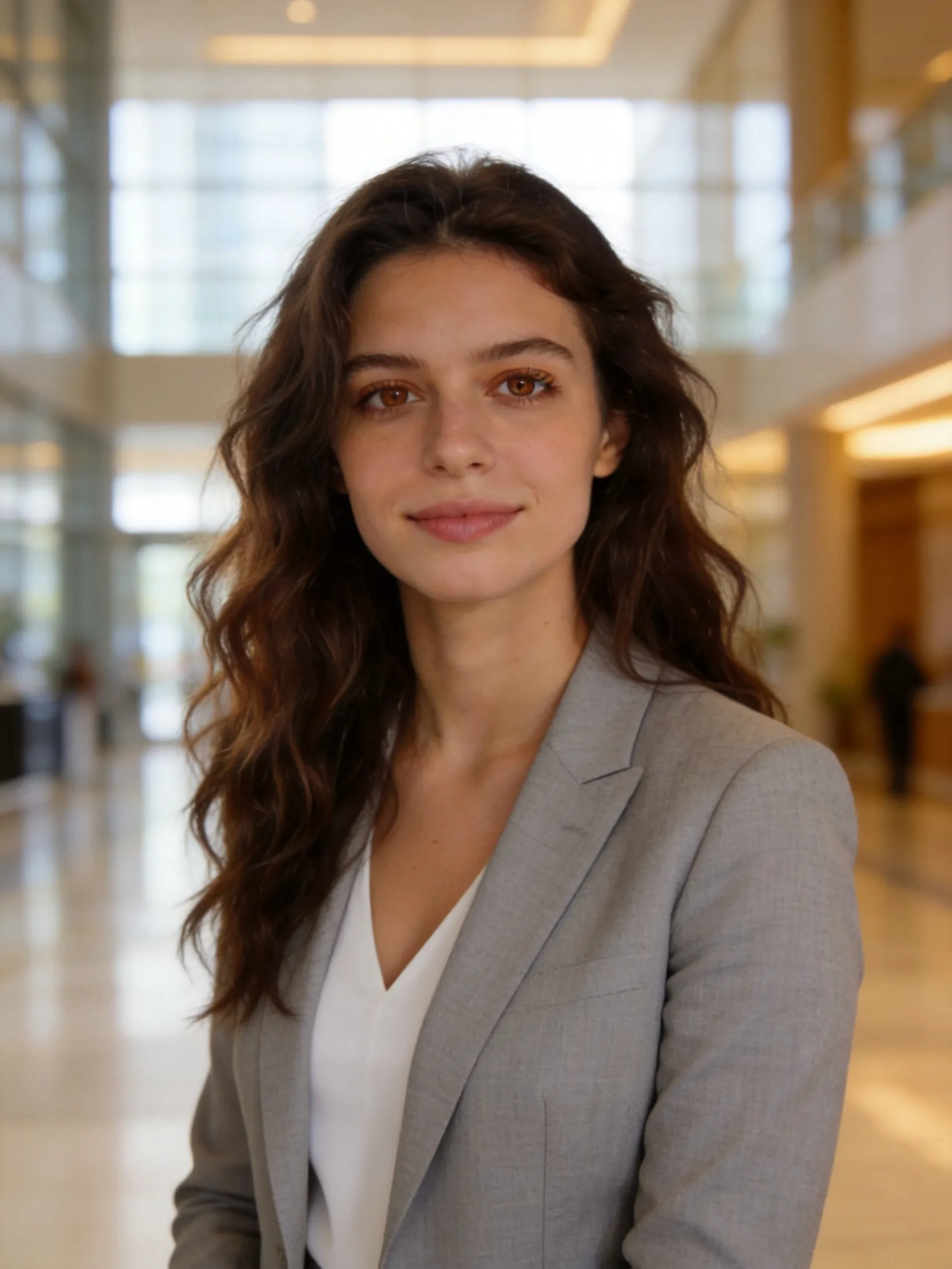 Warm toned career elite female business portrait AI Photo