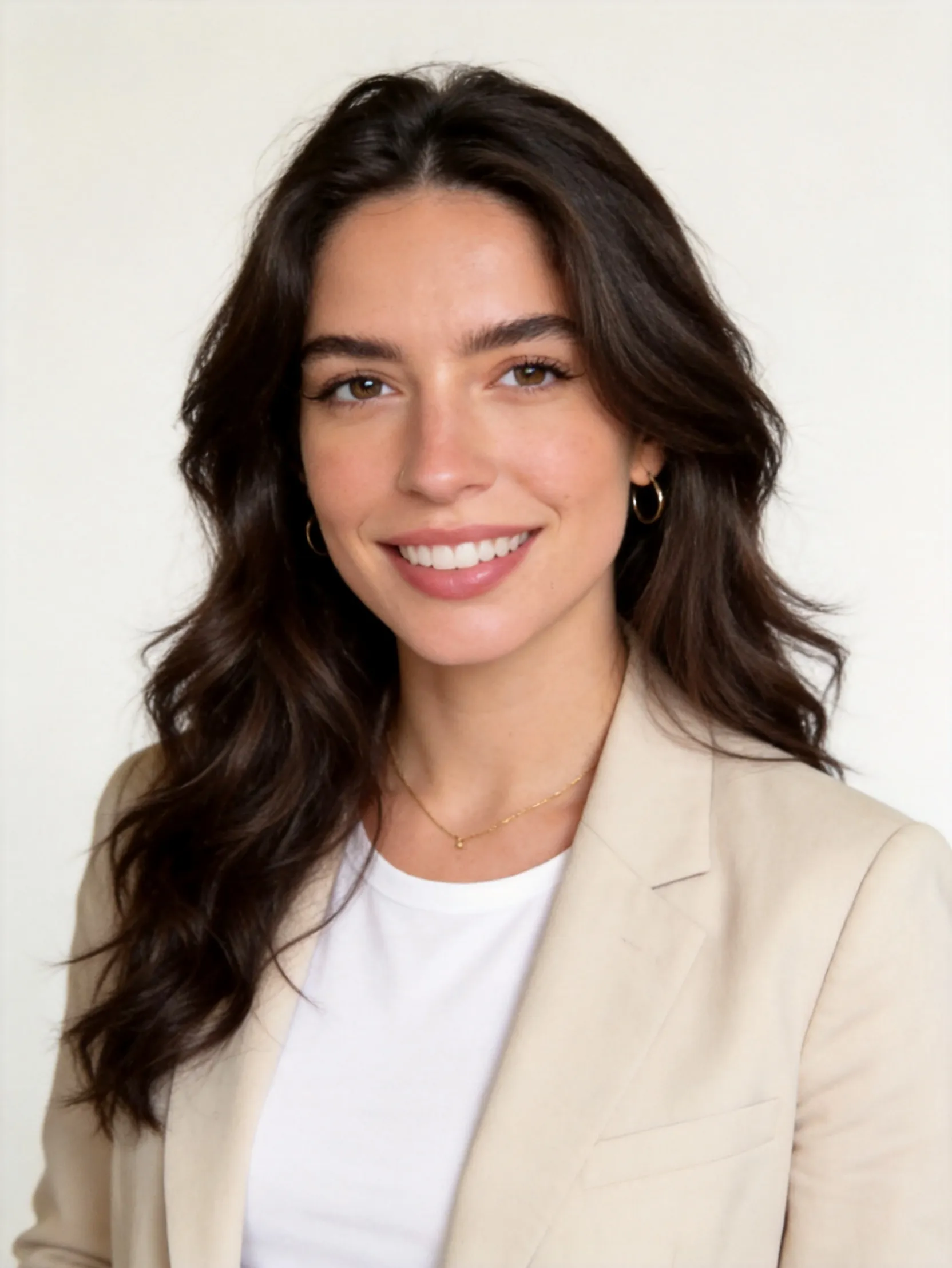 Professional Business Portrait Avatar of Woman in Light Beige Blazer AI Photo